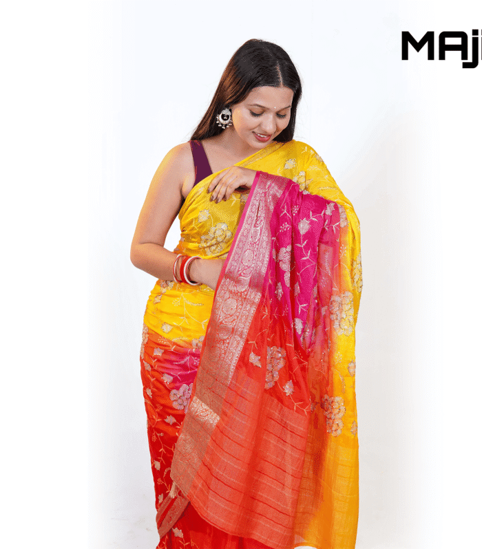 Orange Beautiful Printed Saree